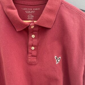 American Eagle Outfitters Men's Burgundy Polo Shirt